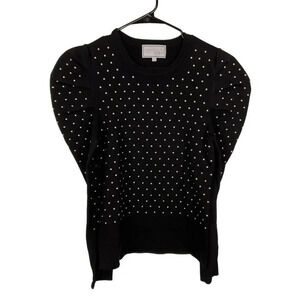 Apparalel Black Puff Shoulder Top Size L